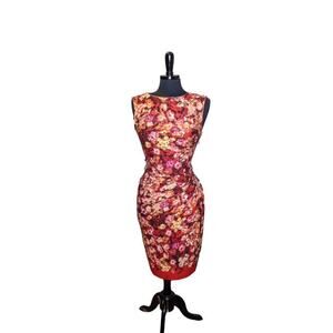 Mango Suit Dress Floral Sleeveless Sheath Size M
